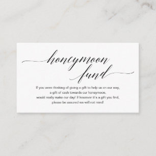 Tarjeta De Recepción Guión negro moderno, Boda de luna de miel Wish