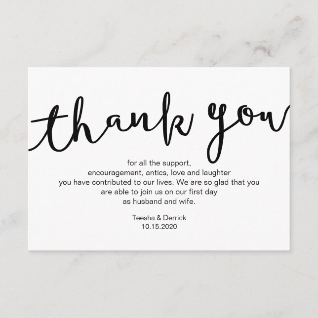 Tarjeta De Recepción Guión negro ruso, Boda Gracias (Anverso)