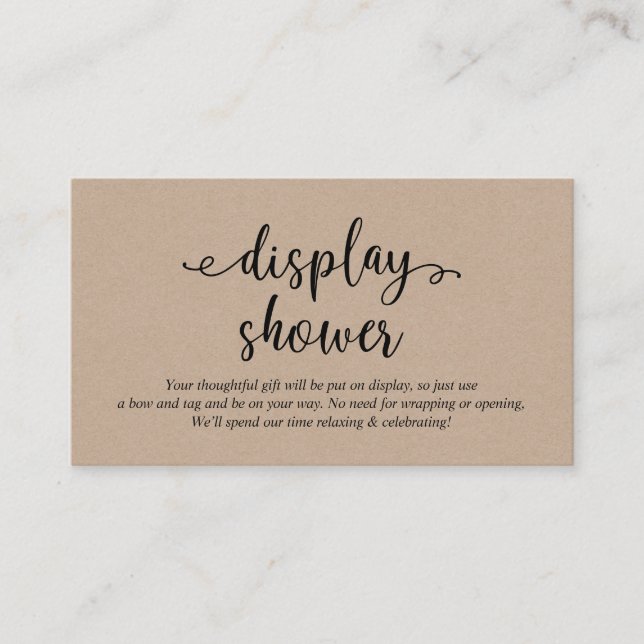 Tarjeta De Recepción Guión negro ruso, Display Shower (Anverso)