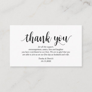 Tarjeta De Recepción Guión negro ruso moderno, Boda Gracias