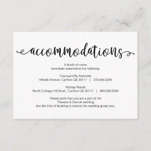 Tarjeta De Recepción Guión negro rústico, alojamiento, hoteles