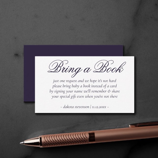 Tarjeta De Recepción Guión púrpura de Fancy | Poema para traer libros p (Subido por el creador)