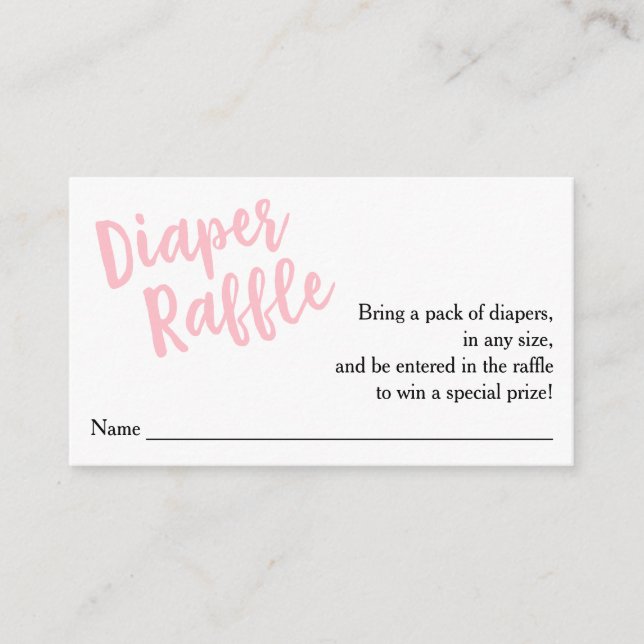 Tarjeta De Recepción Guión rosado de entrada de Diaper Raffle (Anverso)