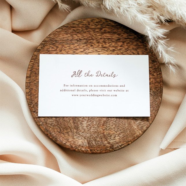 Tarjeta De Recepción Guión ruso | Detalles del Boda marrón y blanco (Subido por el creador)