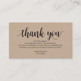 Tarjeta De Recepción Guión ruso, kraft, negro, Boda Gracias