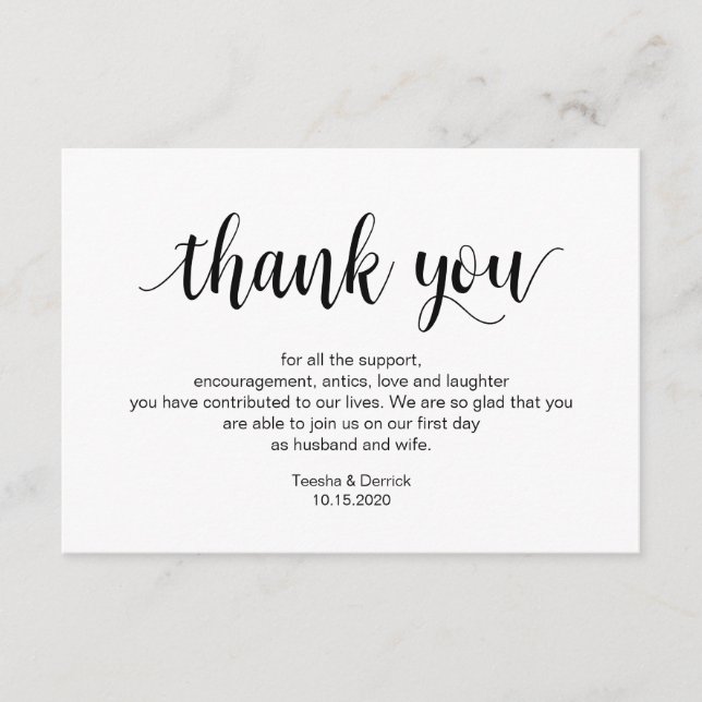 Tarjeta De Recepción Guión ruso, negro, Boda Gracias (Anverso)
