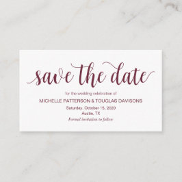 Tarjeta De Recepción Guión rústico, Borgoña, Boda Salven la fecha