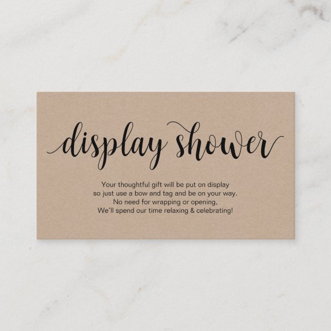 Tarjeta De Recepción Guión rústico, Kraft rústico, ducha de pantalla (Anverso)