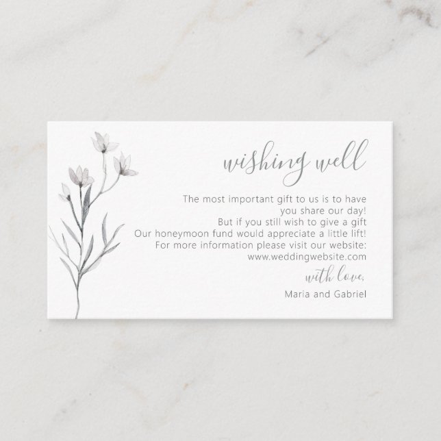 Tarjeta De Recepción Guión simple. Boda botánico deseando lo mejor (Anverso)