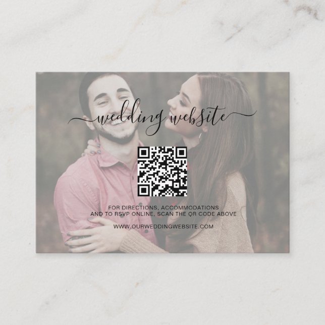 Tarjeta De Recepción Guión simple Código QR Boda de fotos sitio web (Anverso)