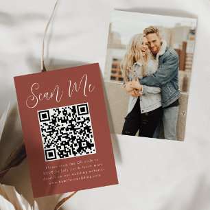 Tarjeta De Recepción Guión Simple Código QR de Foto de Boda RSVP en Rus
