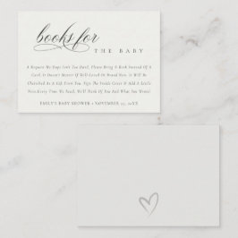 Tarjeta De Recepción Guión simple Libros Blancos en Negro para Baby Sho