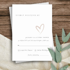 Tarjeta De Recepción Guión simple mínimo Rubor Heart Wedt Wedding RSVP