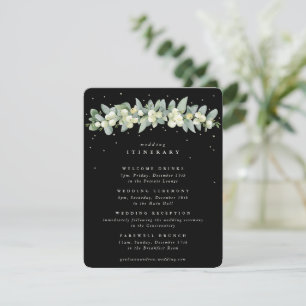 Tarjeta De Recepción Guirnalda de boda de baya de nieve negra + eucalip