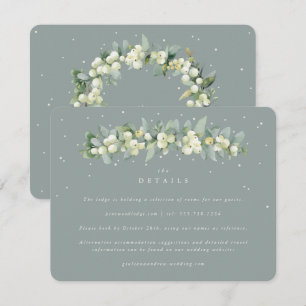 Tarjeta De Recepción Guirnalda de boda de Snowberry verde + Eucalipto D