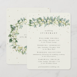 Tarjeta De Recepción Guirnalda de boda de Snowberry y eucalipto de crem