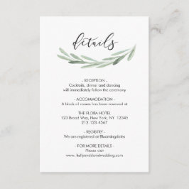 Tarjeta De Recepción Guirnalda de rama de olivo verde Detalles de boda 
