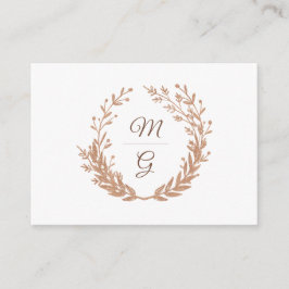 Tarjeta De Recepción Guirnalda elegante de monograma follaje dorado. Bo