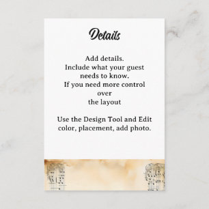 Tarjeta De Recepción Guitar Music Notes Flowers