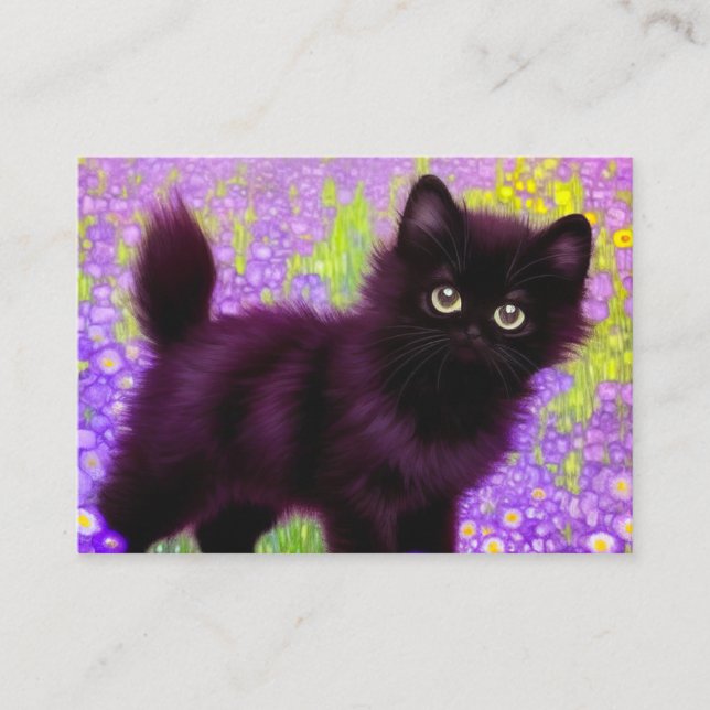 Tarjeta De Recepción Gustav Klimt Black Kitten (Anverso)