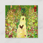 Tarjeta De Recepción Gustav Klimt Garden con pollos<br><div class="desc">Cartas de clausura con el jardín de pintura al óleo de Gustav Klimt con gallos (1917). Dos gallinas marrones se encuentran en un camino al jardín. Hermosas flores rosas,  rojas y blancas florecen a lo largo del camino. Un gran regalo para los amantes del arte Art Nouveau y austriaco.</div>