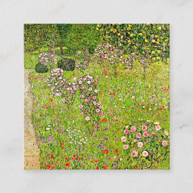 Tarjeta De Recepción Gustav Klimt Orchard con Rosas (Anverso)