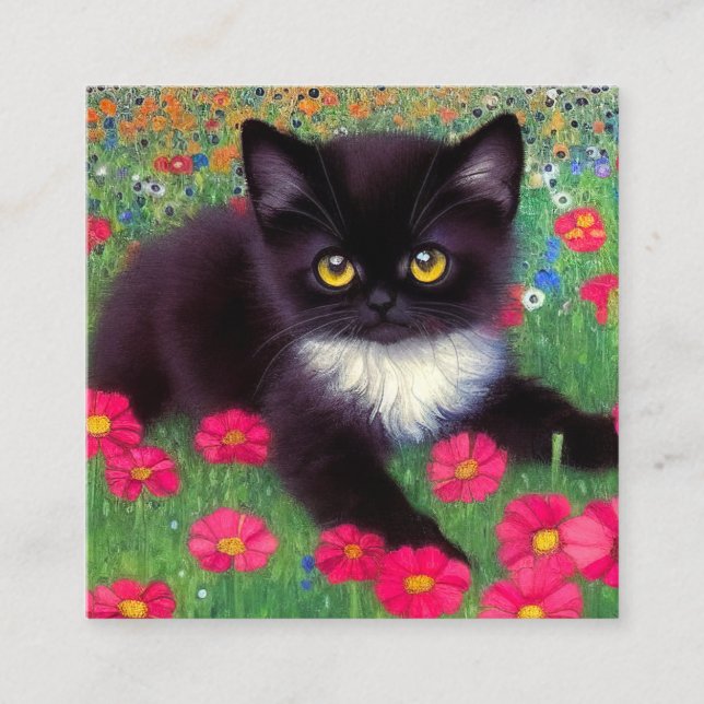 Tarjeta De Recepción Gustav Klimt Tuxedo Cat (Anverso)
