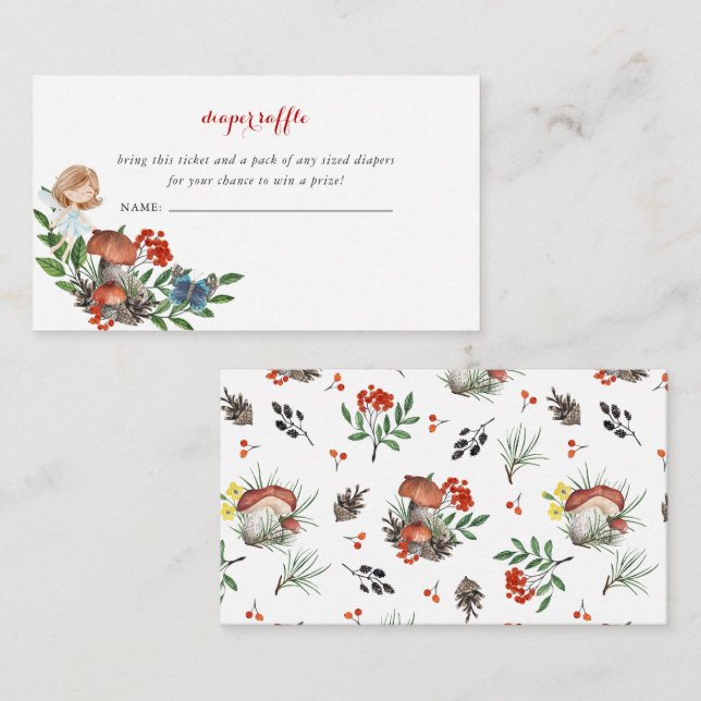 Tarjeta De Recepción Hada boscosa encantada | Gabinete de pañales Raffl (Anverso / Reverso)