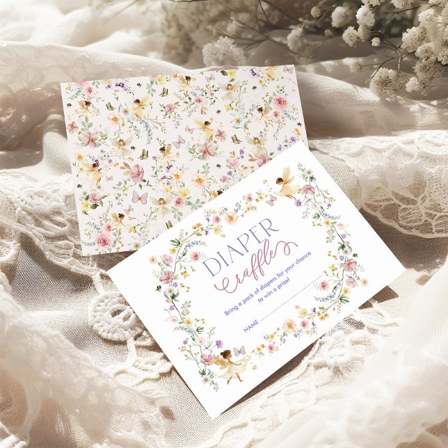 Tarjeta De Recepción Hada de primavera Flor silvestre jardín bebé Diape (Subido por el creador)