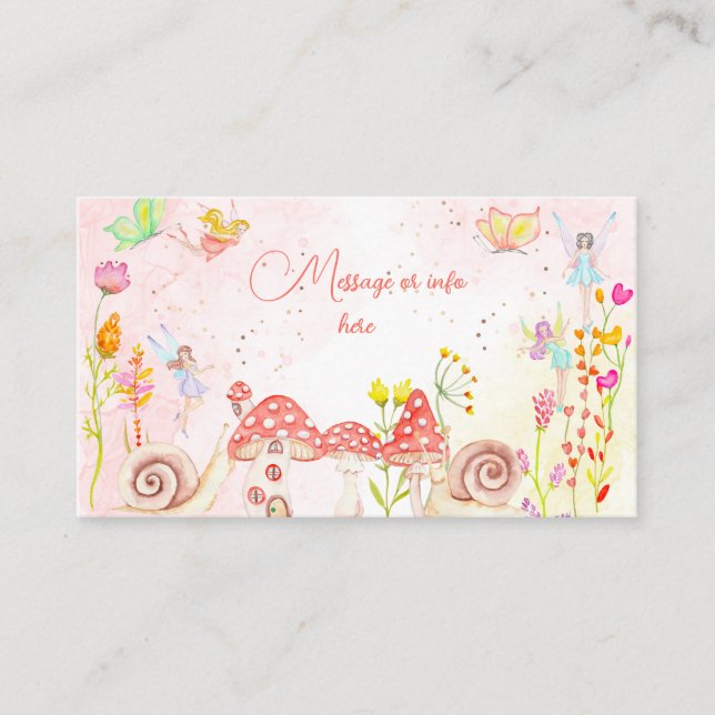 Tarjeta De Recepción Hadas de huerto acuarela cumpleaños (Anverso)