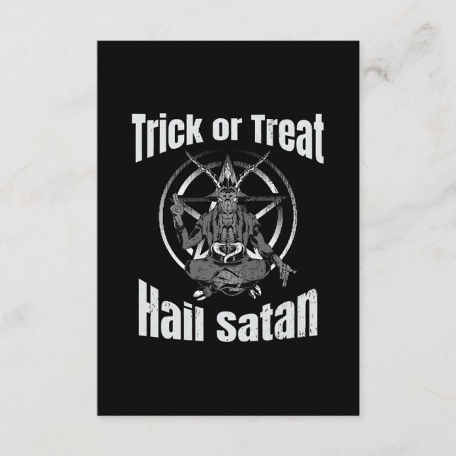 Tarjeta De Recepción Hail Satan Pentagram Goat Halloween (Anverso)