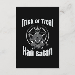 Tarjeta De Recepción Hail Satan Pentagram Goat Halloween