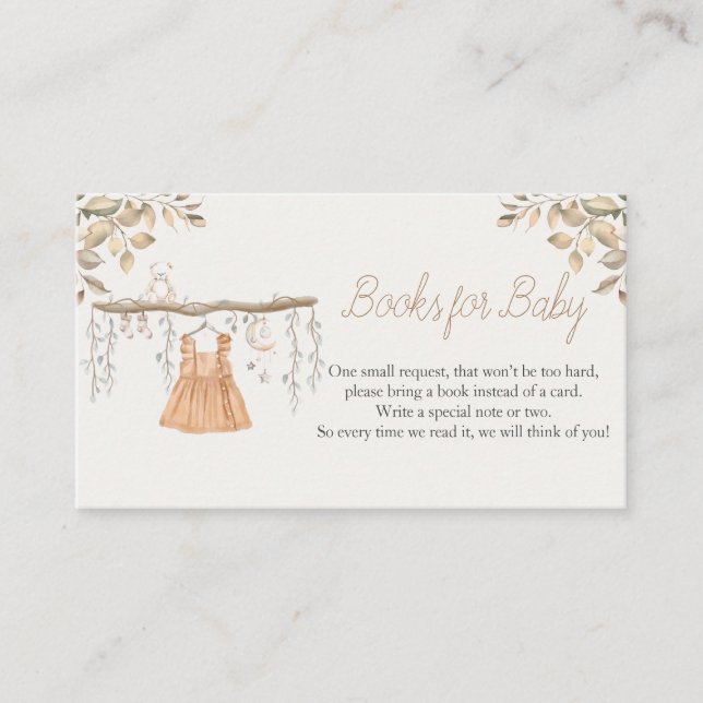 Tarjeta De Recepción Hallo Baby Shower Boho Clothes Libros Chicas Para  (Anverso)