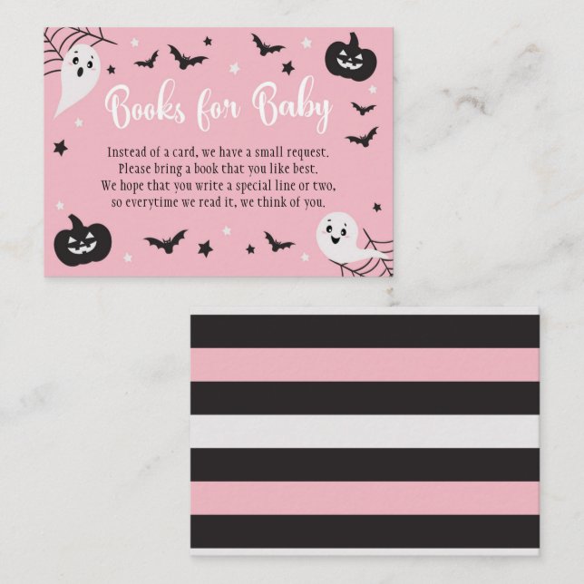 Tarjeta De Recepción Halloween Baby Shower Books for Baby Card (Anverso / Reverso)
