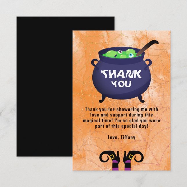 Tarjeta De Recepción Halloween Baby Shower Books for Baby Gracias (Anverso / Reverso)