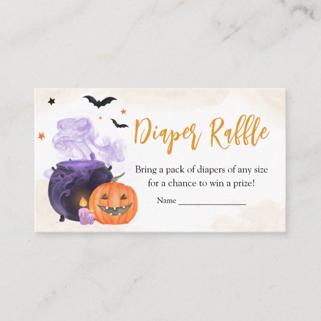 Tarjeta De Recepción Halloween Baby Shower Diaper Raffle (Anverso)