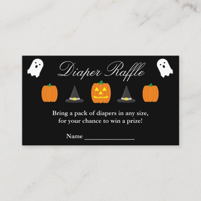 Tarjeta De Recepción Halloween Baby Shower Diaper Raffle (Anverso)