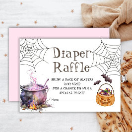 Tarjeta De Recepción Halloween Baby Shower Diaper Raffle Chica Rosa