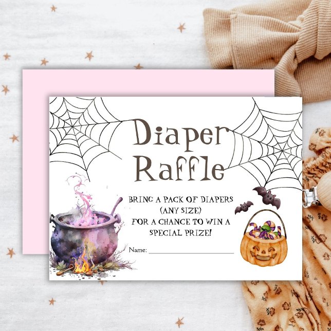 Tarjeta De Recepción Halloween Baby Shower Diaper Raffle Chica Rosa (Subido por el creador)