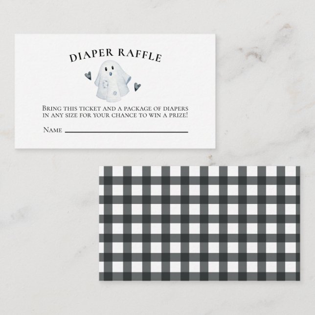 Tarjeta De Recepción Halloween Baby Shower Little Boo Diaper Raffle (Anverso / Reverso)