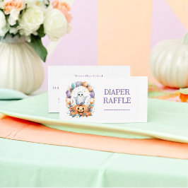 Tarjeta De Recepción Halloween Baby Shower Little Boo Diaper Raffle