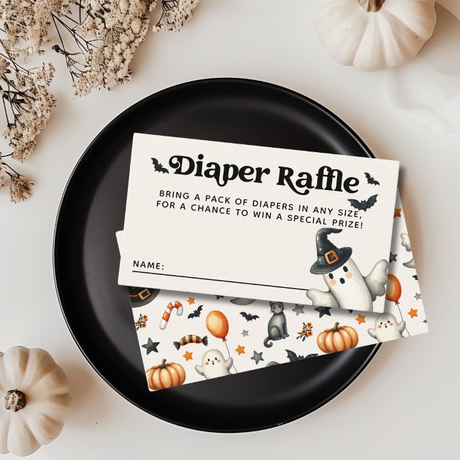 Tarjeta De Recepción Halloween Baby Shower Little Boo Diaper Raffle (Subido por el creador)