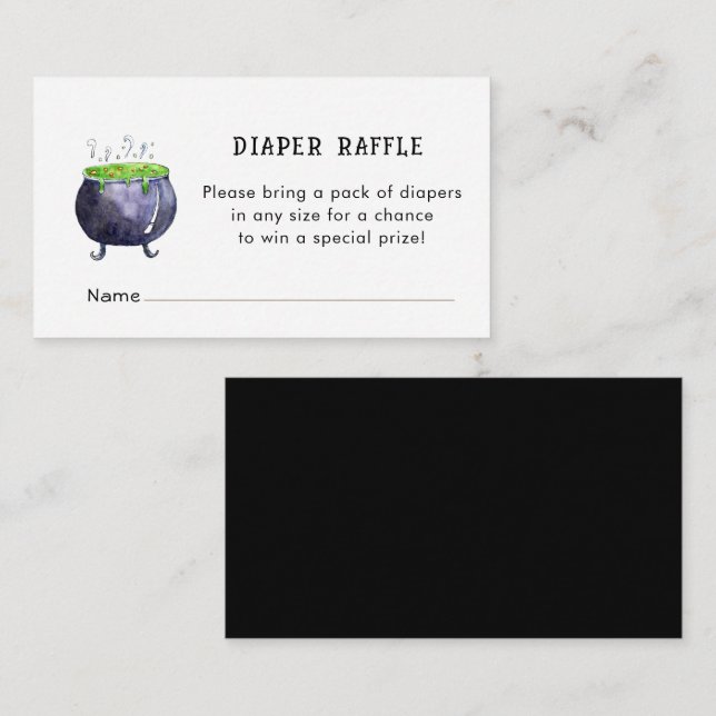 Tarjeta De Recepción Halloween Bebé ducha Diaper Raffle (Anverso / Reverso)