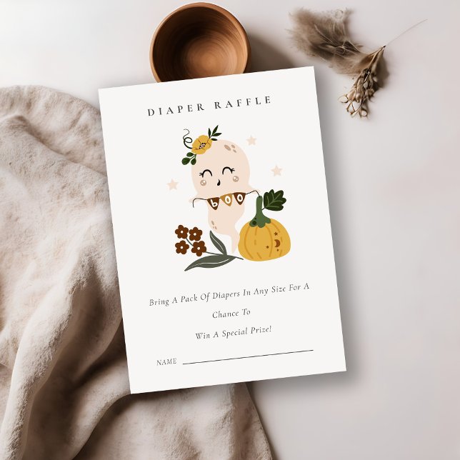 Tarjeta De Recepción Halloween Blue Ghost Boo Diaper Raffle Baby Shower (Subido por el creador)