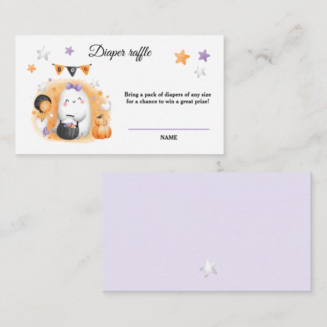 Tarjeta De Recepción Halloween Boo Chica Baby Shower Diaper Raffle Card (Anverso / Reverso)