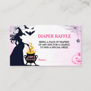 Tarjeta De Recepción Halloween Bruja Baby Shower Diaper Raffle Pink