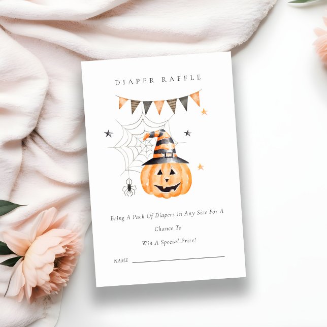 Tarjeta De Recepción Halloween Calabaza Boo Diaper Raffle Baby Shower (Subido por el creador)
