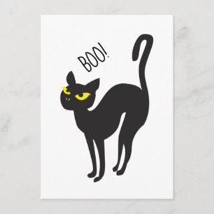 Tarjeta De Recepción Halloween, Cat, Black, Boo! Diseño de moda