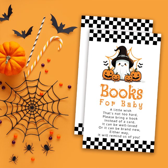 Tarjeta De Recepción Halloween Fantasma Baby Shower Books para el bebé (Subido por el creador)