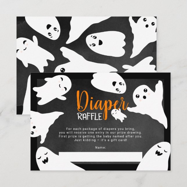 Tarjeta De Recepción Halloween fantasmas pañales negros rifa bebé ducha (Anverso / Reverso)